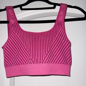 Athleta Pink and Purple Striped Sports Bra